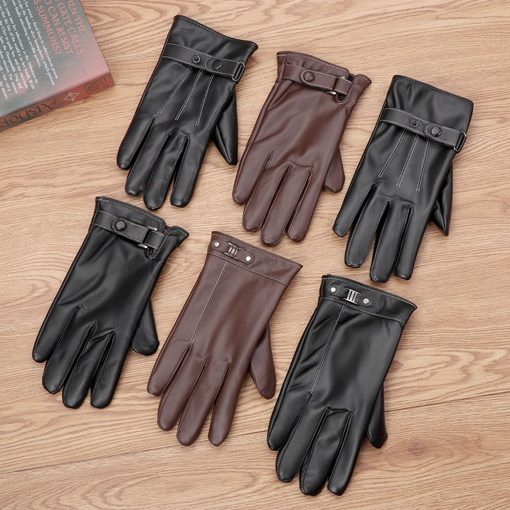 Men'S Fashion Gloves - Men's Fleece Thermal Leather Gloves Winter