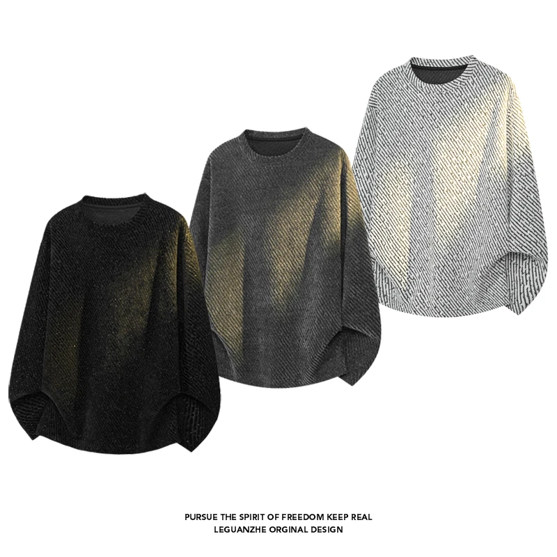 Men'S Fashion Trends 2025 - Men Diagonal Stripe Textured Long Sleeve