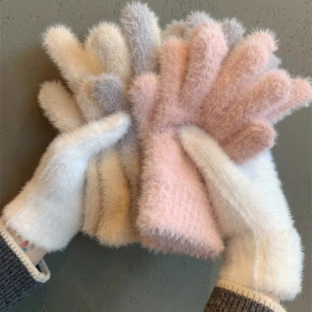 Men'S Fashion Gloves - Fashion Thickened Furry Gloves Cold-proof Warm