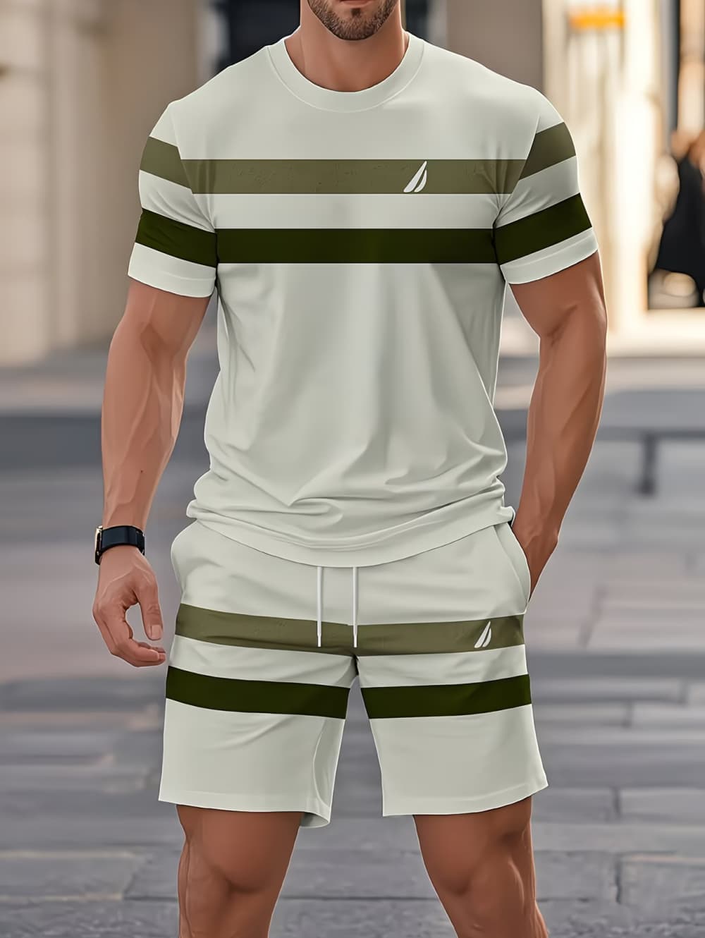 Mens Fashion Ideas - Men's Summer Sets Funny 3D Stripe