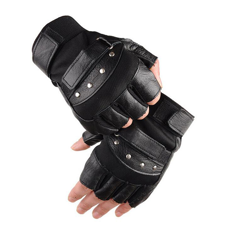 Men'S Fashion Gloves - Men's Half Finger Leather Fitness Gloves