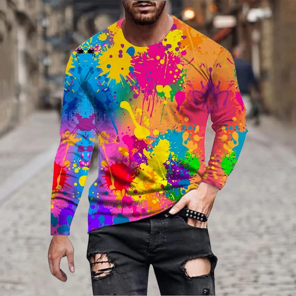 Men Rainbow Paint Splash 3D Pr - Men'S Fashion Trends 2025 review and price