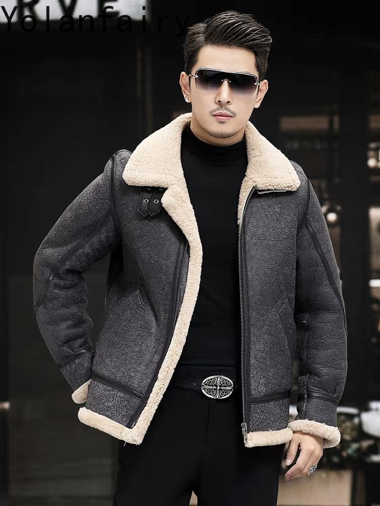 YOLANFAIRY Real Leather Jacket - Men'S Fashion Zipper Jacket review and price