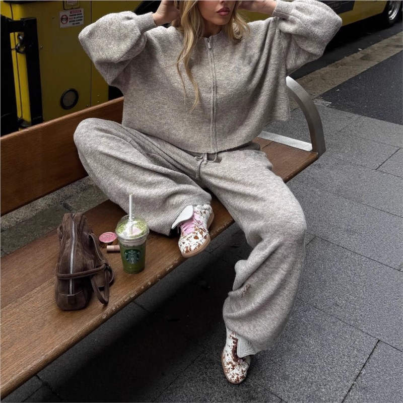 Women's Knit Tracksuit Zip Up  - Knitted Cardigan Men review and price