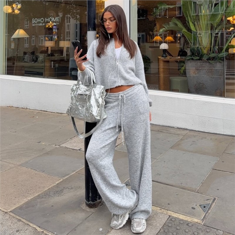 Women's Knit Tracksuit Zip Up  - Knitted Cardigan Men review and price