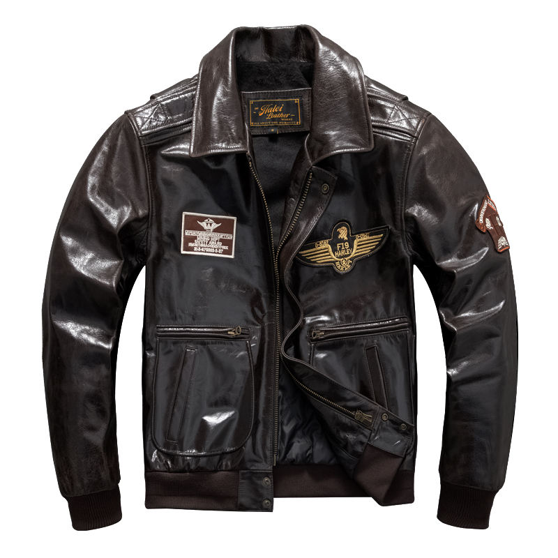 Men's Genuine Leather Military - Bomber Jacket Men review and price