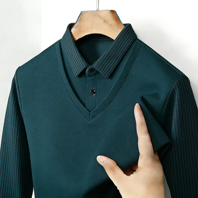 Men's Fake Two Piece Shirt Col - Mens Fashion Ideas review and price