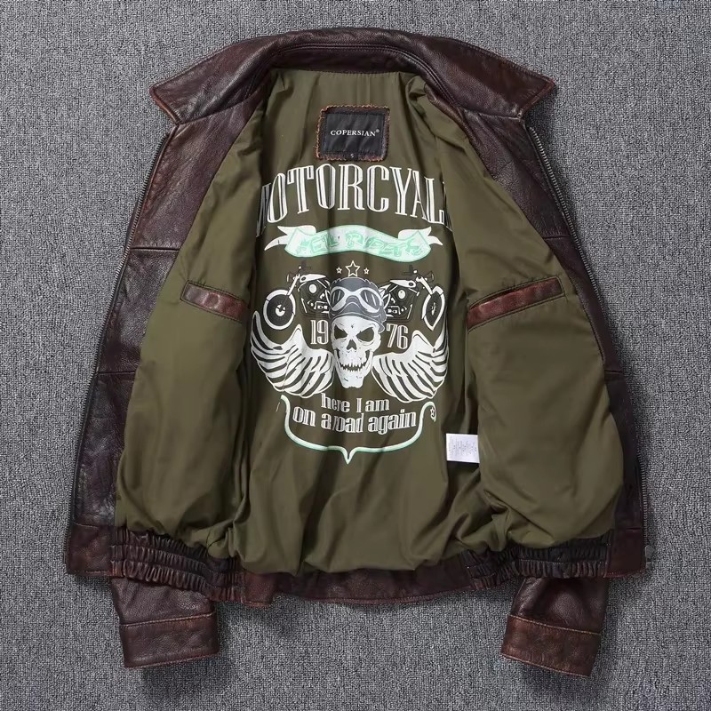 Men's Genuine Leather Jacket V - Bomber Jacket Men review and price