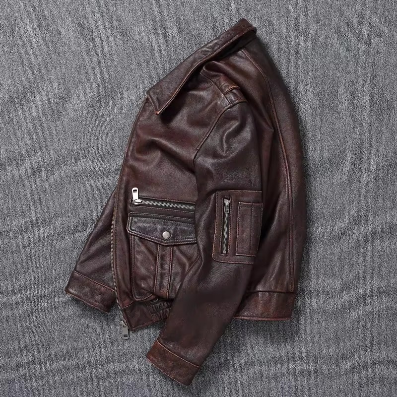 Men's Genuine Leather Jacket V - Bomber Jacket Men review and price