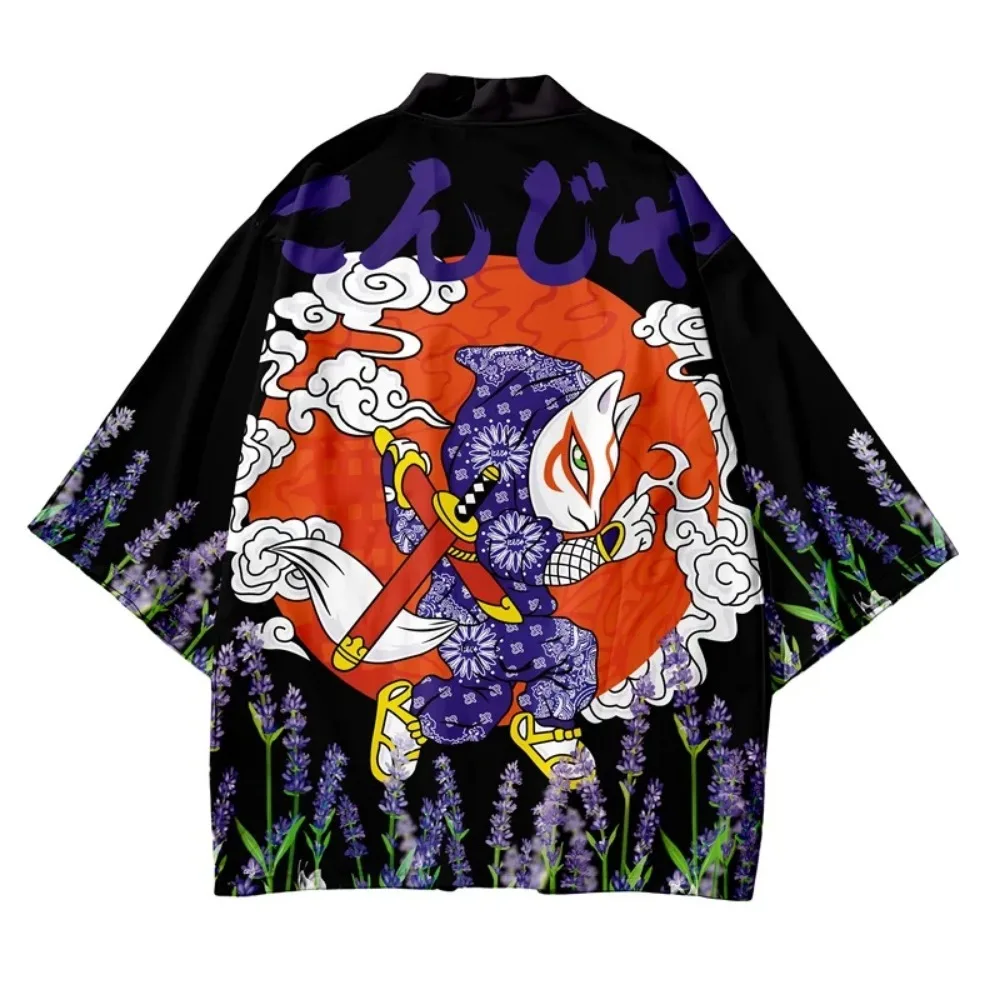Crane Pattern Print Kimono Car - Knitted Cardigan Men review and price