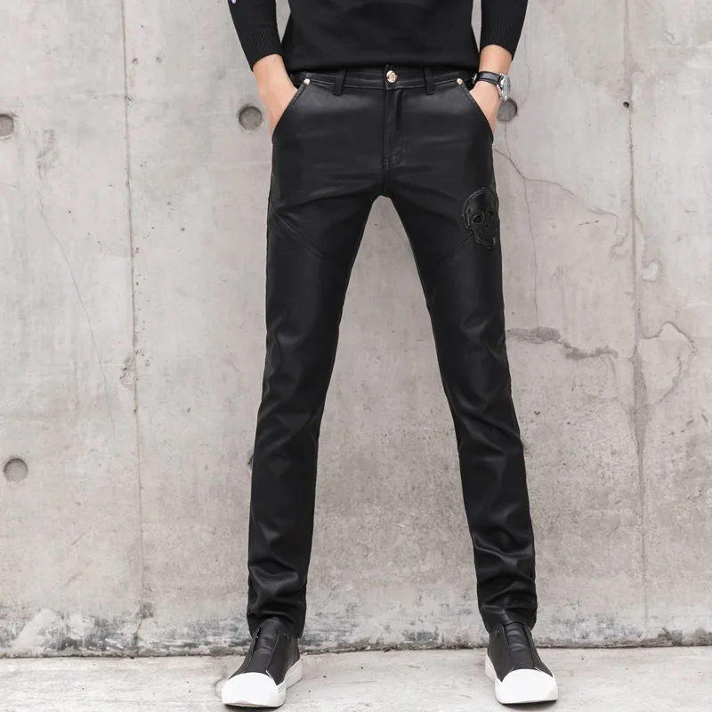 2025 New Men Black Faux Leathe - Men'S Fashion Pants 2025 review and price