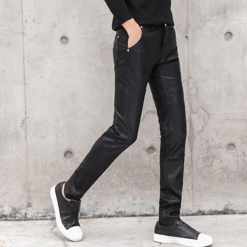 2025 New Men Black Faux Leathe - Men'S Fashion Pants 2025 review and price